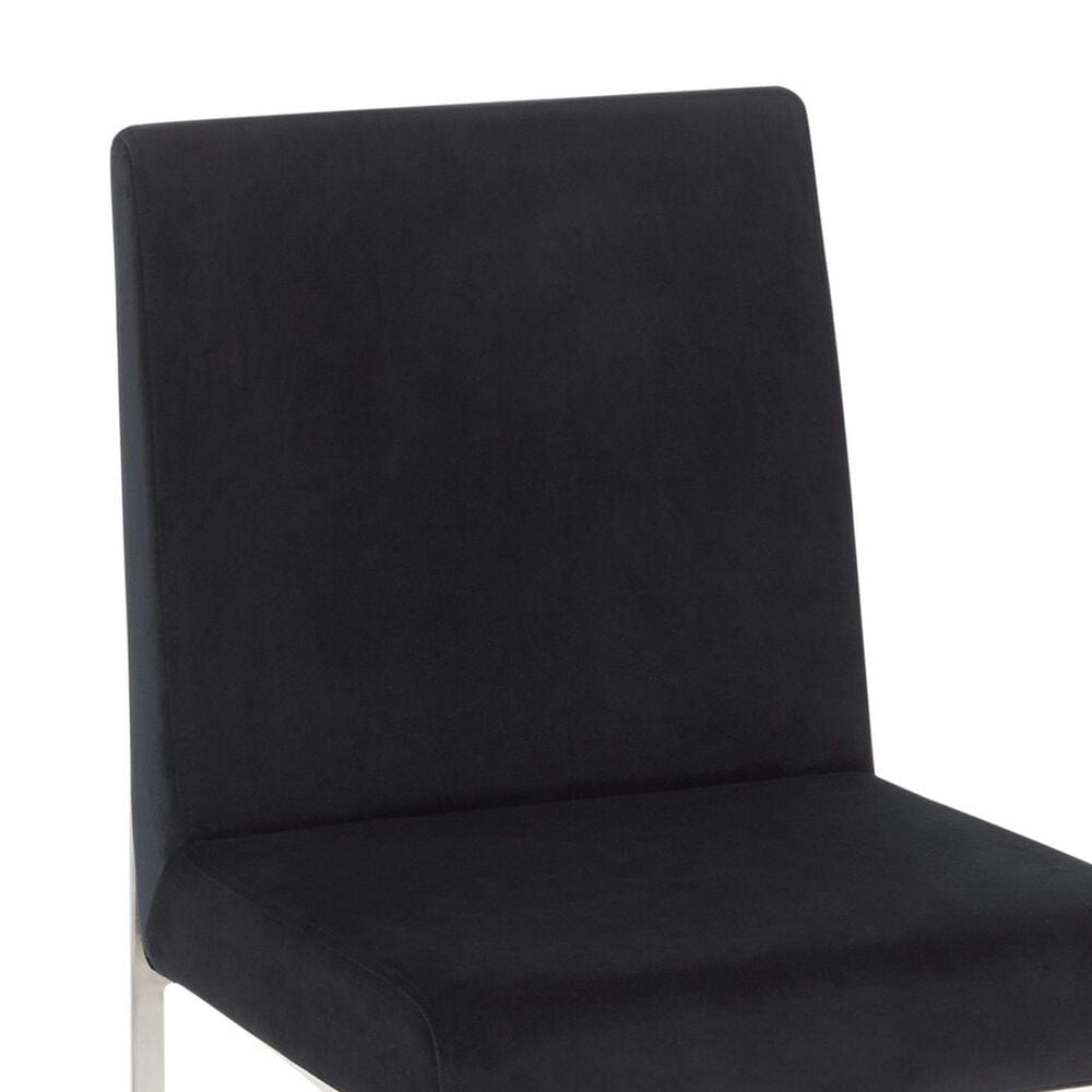 LumiSource Fuji Side Chair with Black Velvet Cushion in Brushed Stainless Steel &#40;Set of 2&#41;, , large