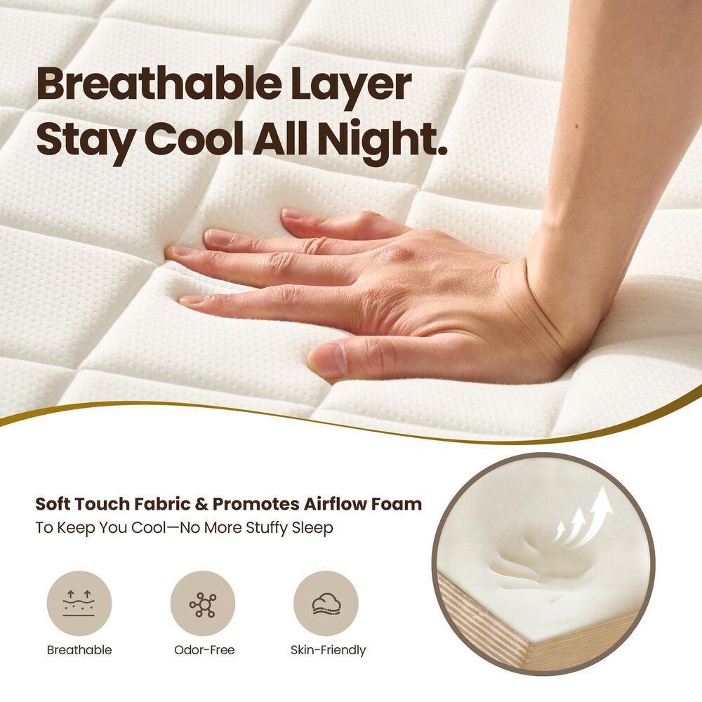 HOMLUX Plush Queen Mattress with Beige Headboard, , large