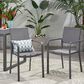 Hearth and Haven Outdoor Modern Aluminum Dining Chair with Mesh Seat in Dark Gray (Set of 2), , large