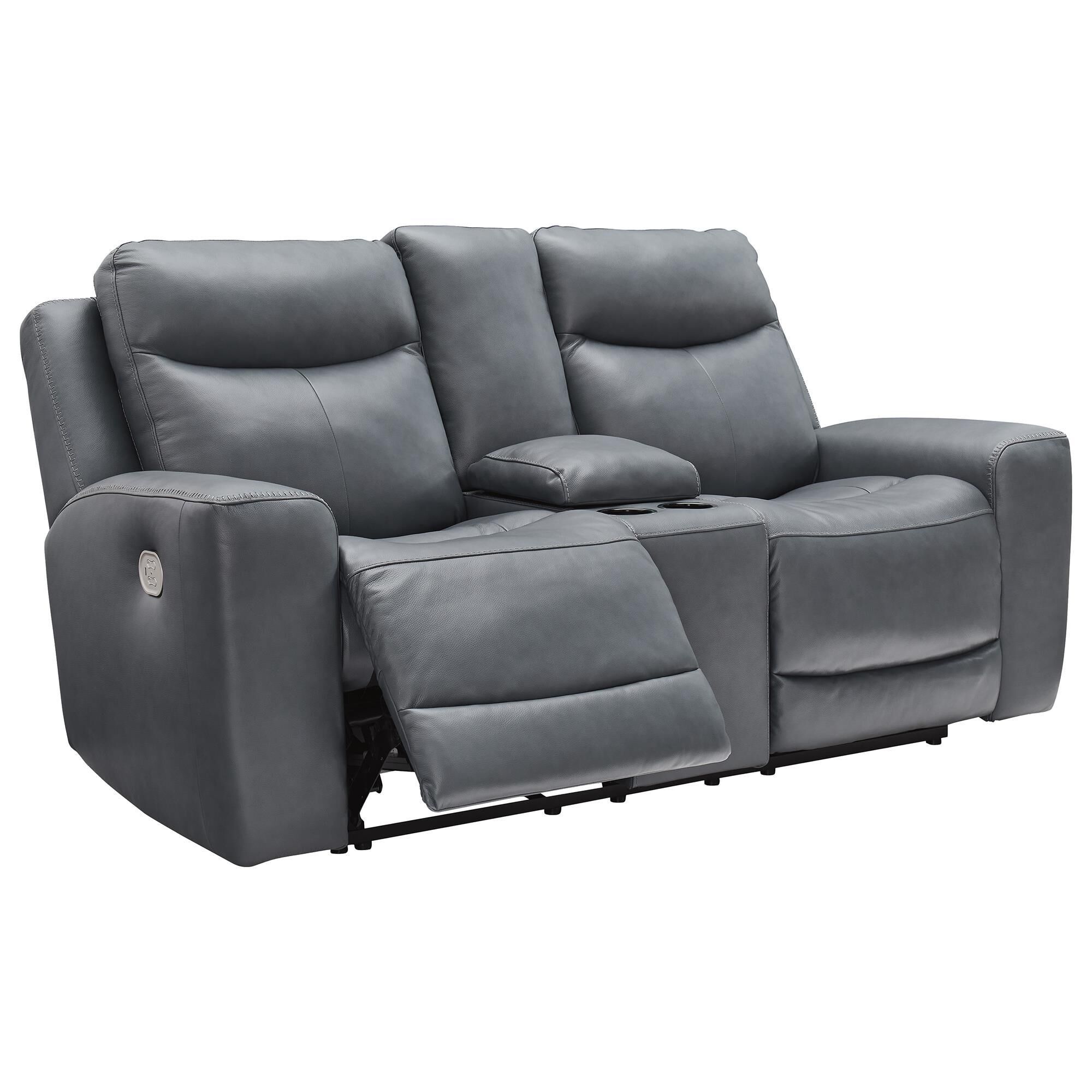 あ*お様 Bayou Ashley Mindanao Power Reclining Loveseat in Steel