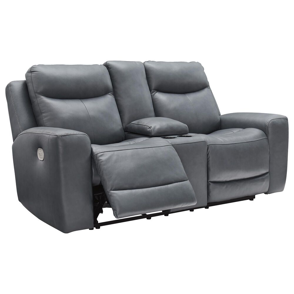 Ashley Mindanao Power Reclining Loveseat in Steel, , large