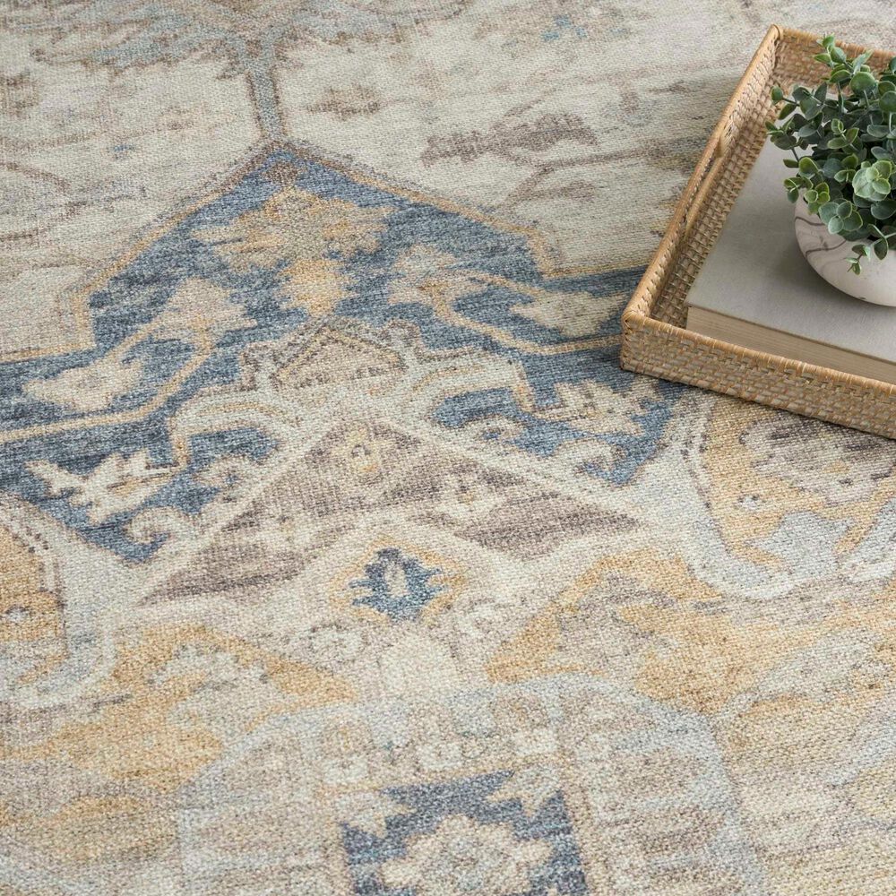 Nourison Vintage Washables Blue and Green 5'3" x 7'3" Area Rug, , large