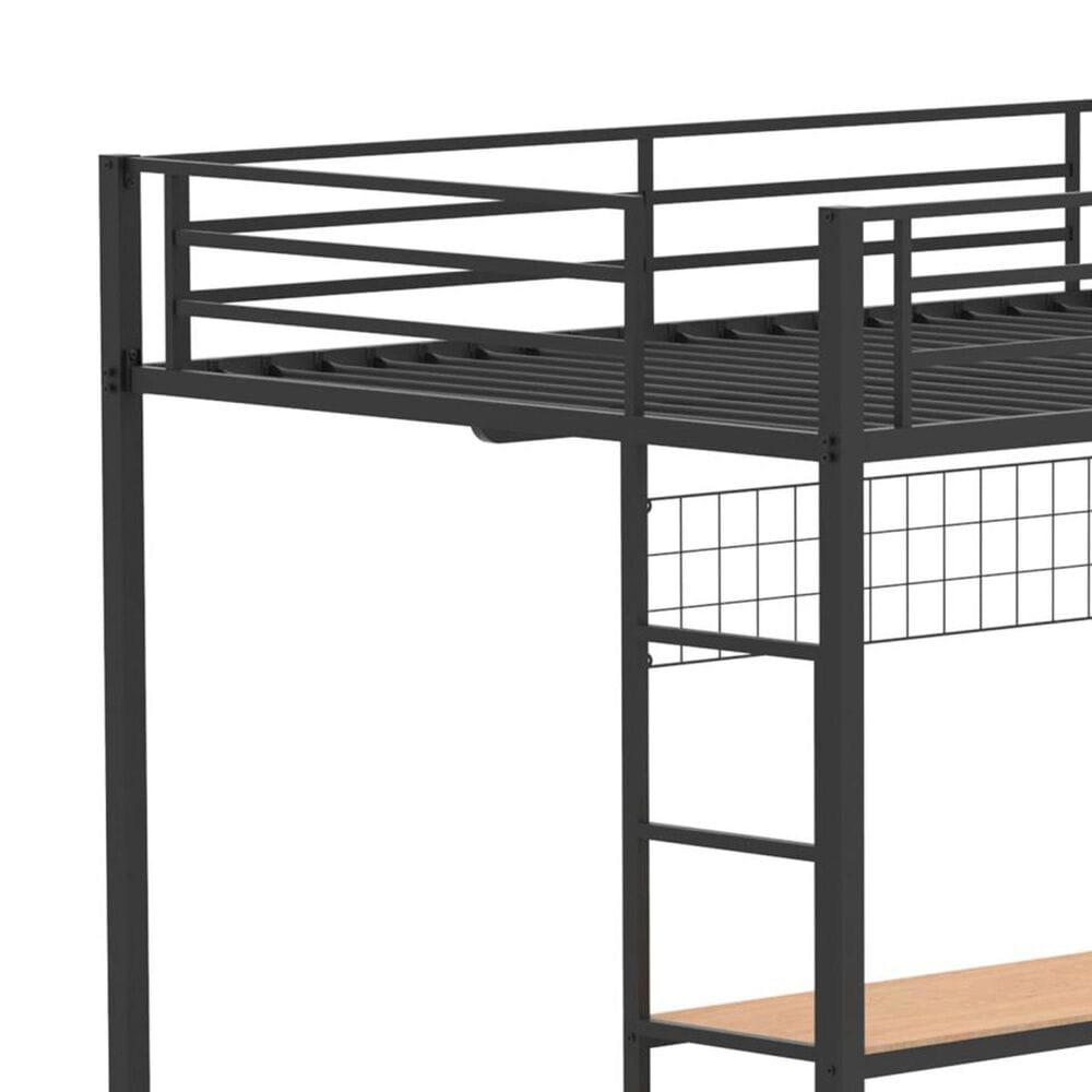 Pacific Landing Campus Full Over Twin Workstation Bunk Bed in Matte Black, , large
