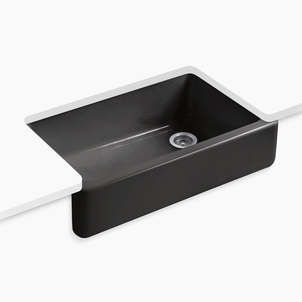 Kohler Whitehaven 35.75" Single Bowl Farmhouse Kitchen Sink in Black, , large