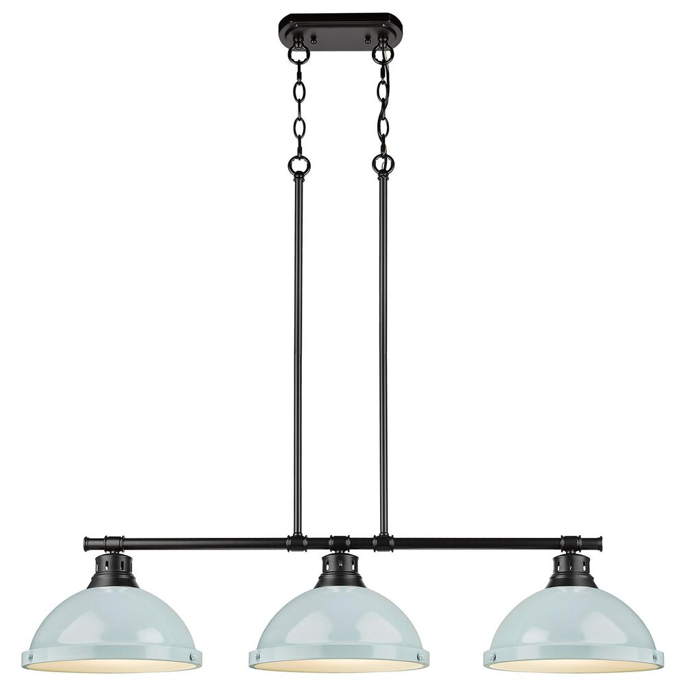 Golden Lighting Duncan 3-Light Pendant with Seafoam Shade in Matte Black, , large