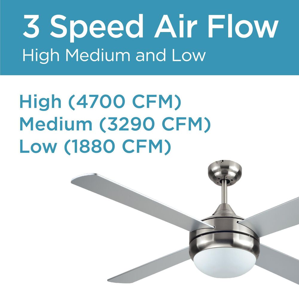 Black+Decker 52&quot; 4-Blade Standard Ceiling Fan with Light and Remote Control in Brushed Nickle and Silver, , large