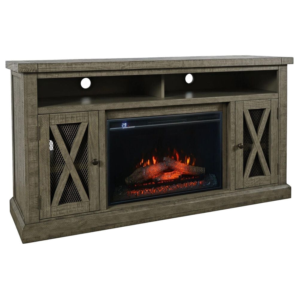 Waltham Telluride 60" TV Stand with Electric Fireplace in Driftwood, , large