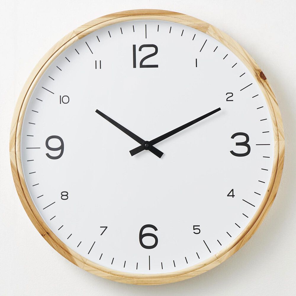 Maple and Jade Decorative Wall Clock with White Backing in Light Brown, , large