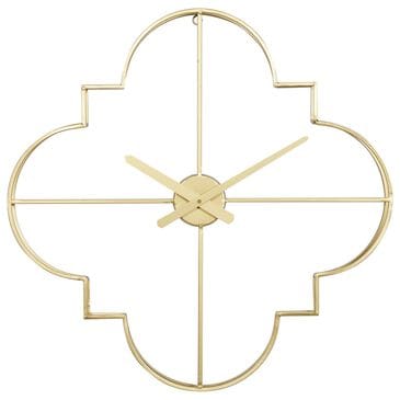 Maple and Jade Open Frame Quatrefoil Decorative Wall Clock in Satin Gold, , large