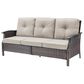 Sunwell Garden 37"H 3-Seater Outdoor Sofa with Wide Armrests and Beige Cushions in Brown, , large