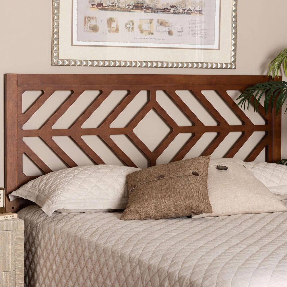 Baxton Studio Olsen Queen Headboard in Walnut Brown, , large