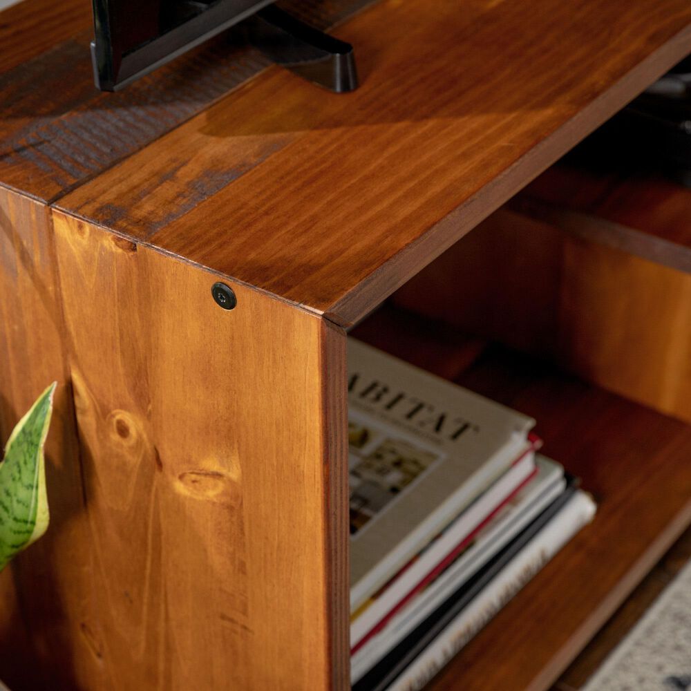 Walker Edison 60&quot; Rustic Solid Wood TV Console in Amber, , large