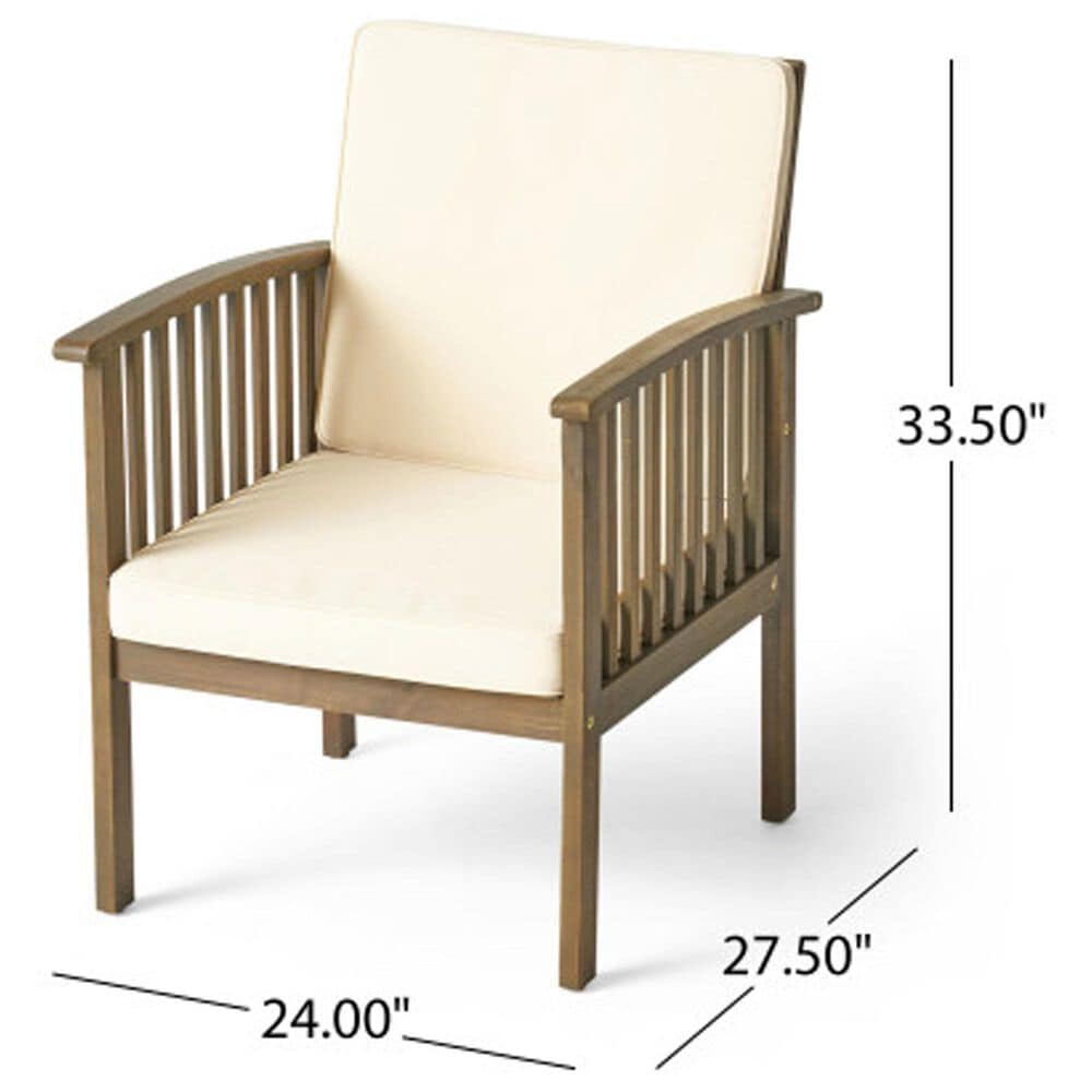 Hearth and Haven 5-Piece Outdoor Dining Set with Cream Cushion in Grey, , large