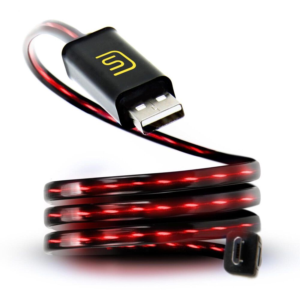 Go Groove DATASTREAM Micro USB Cable w/ Red LED Flowing Current, , large