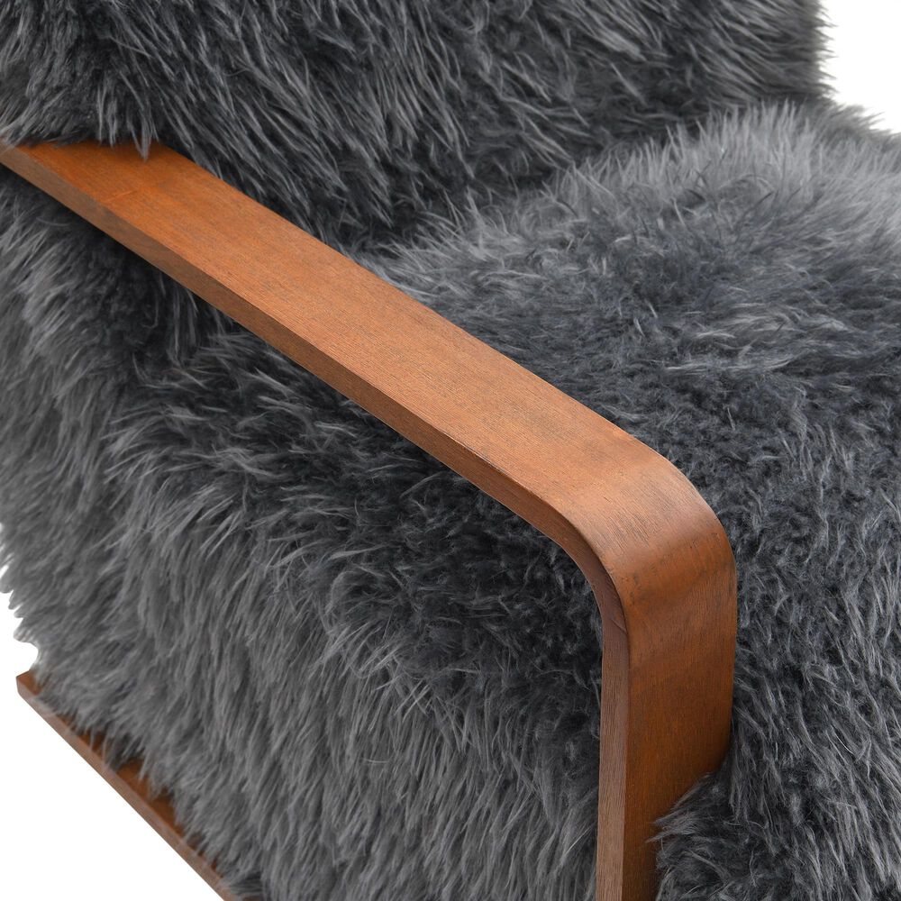 Furniture of America Neyra Long-Haired Accent Chair in Charcoal Gray, , large