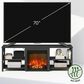 HOMLUX 63" TV Stand with No Heat Electric Fireplace in Americano, , large