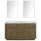 Lexora Home Abbey 60" Double Bathroom Vanity in Grey Oak with 2 cm White Cultured Marble Top, Rectangular Sinks and 28" Mirrors, , large