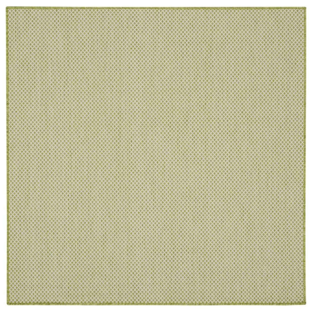 Nourison Courtyard Ivory and Green 5&#39; Square Indoor/Outdoor Area Rug, , large