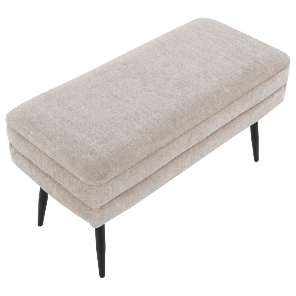 Lumisource Neapolitan Storage Bench with Light Brown Cushion in Black, , large