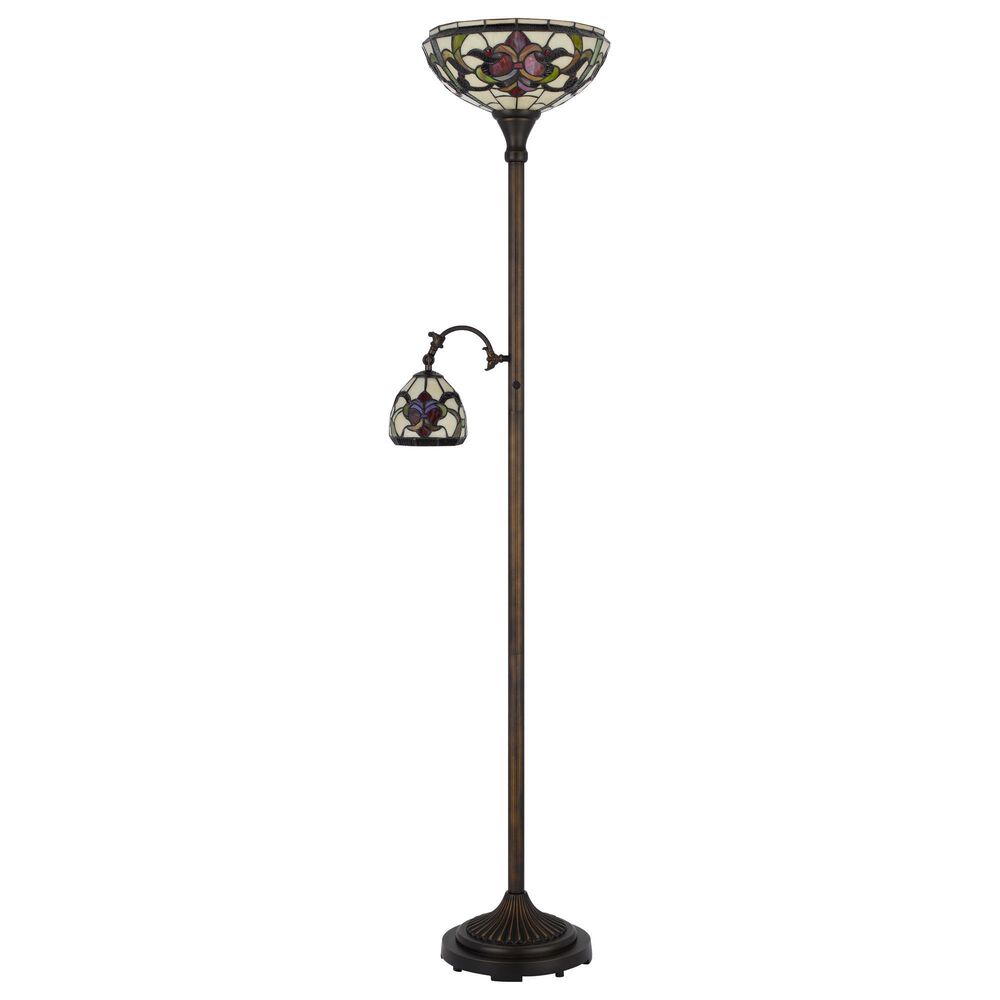 Cal Lighting Victorian Tiffany Torchiere Lamp in Bronze, , large