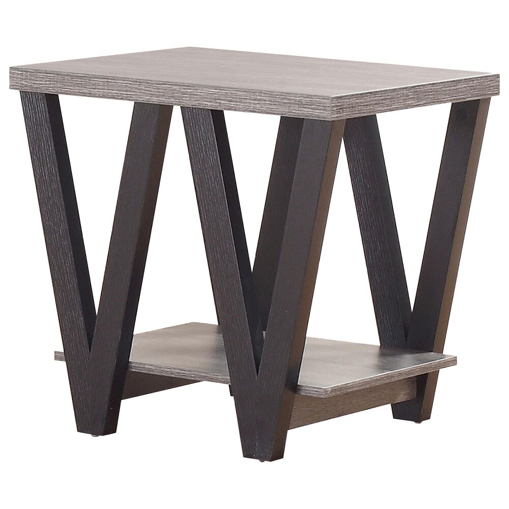 Pacific Landing Higgins V-Shaped End Table in Black and Antique Grey, , large