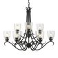 Golden Lighting Parrish 9-Light Chandelier in Black with Seeded Glass, , large