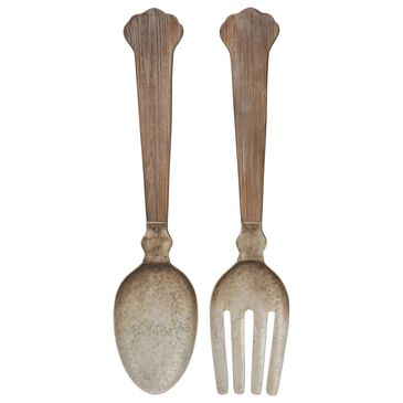 Maple and Jade 38" x 8" Farmhouse Kitchen Utensils Wall Decor in Brown and Silver (Set of 2), , large