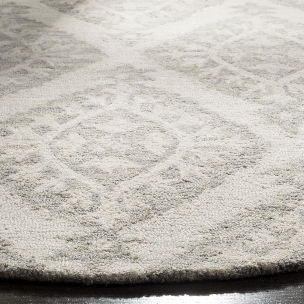 Safavieh Micro-Loop Geometric 5&#39; Round Light Grey Area Rug, , large