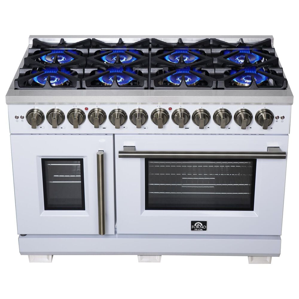 Forno Capriasca 48" Freestanding French Door Dual Fuel Range in White, , large
