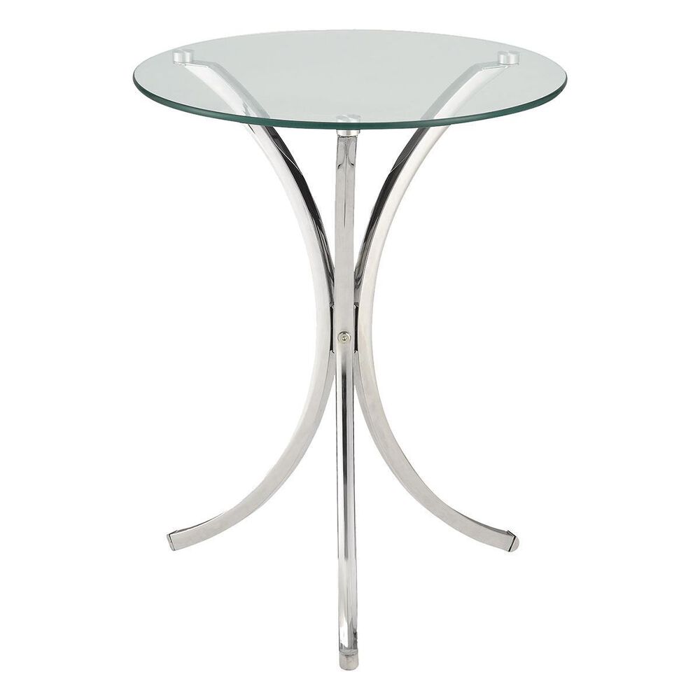 Pacific Landing Tempered Glass Accent Table in Chrome, , large