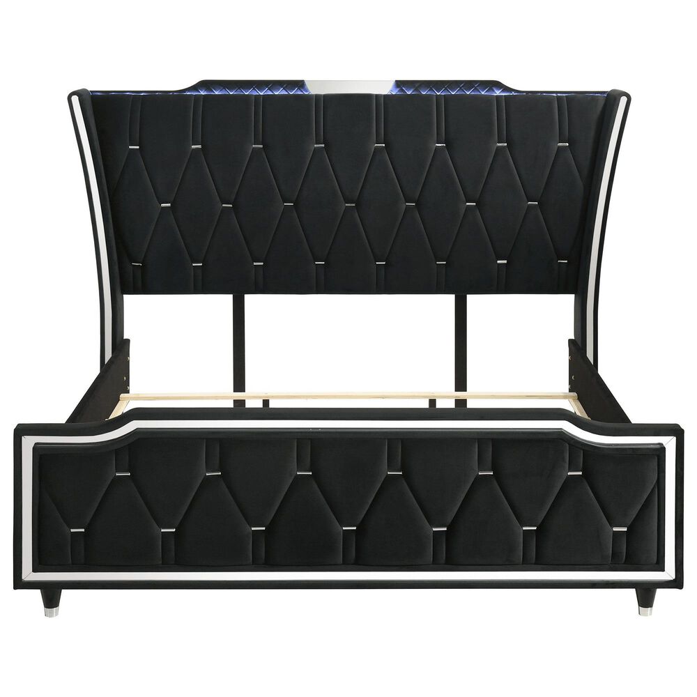 Pacific Landing Lorient King Upholstered Wingback Bed in Black, , large