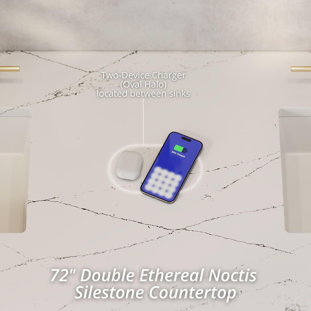 James Martin Vanities Brittany 72" Double Bathroom Vanity in Burnished Mahogany with 3 cm Parisien Bleu Silestone Top, Rectangular Sinks and FreePower Wireless Charger, , large