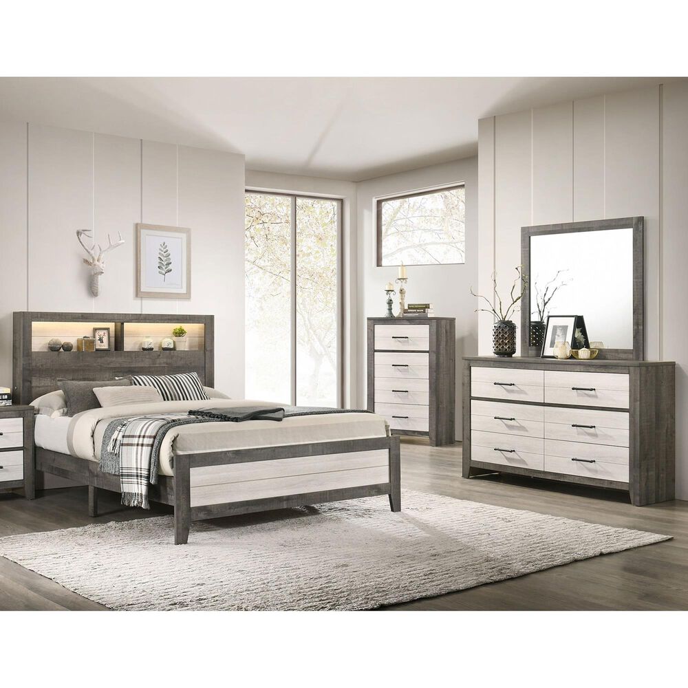 Crown Mark Rhett 3-Piece Queen Platform Bedroom Set in Gray and White, , large