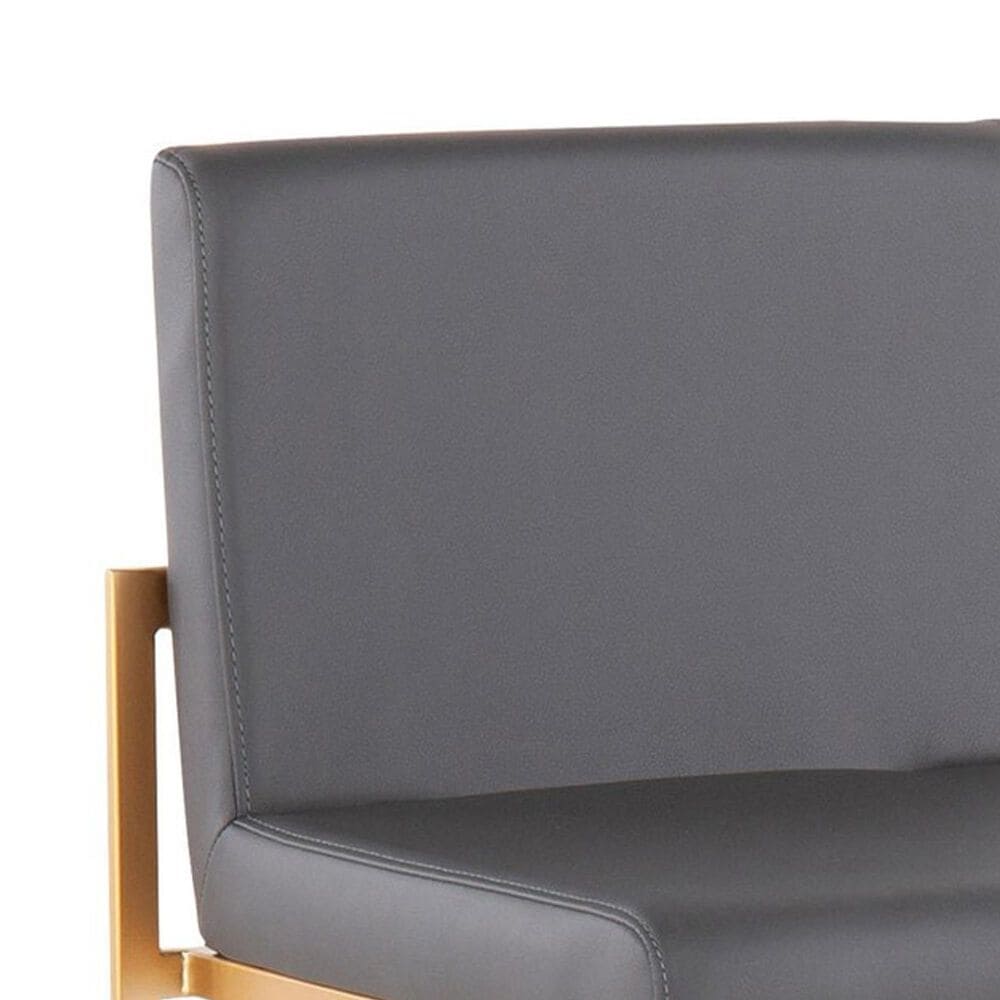 Lumisource Fuji Stackable Barstool with Grey Faux Leather in Gold &#40;Set of 2&#41;, , large