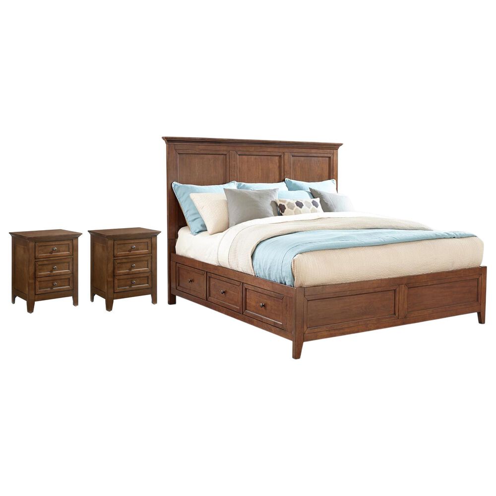 Hawthorne Furniture San Mateo Queen Storage Bed with Two Nightstands in Tuscan, , large