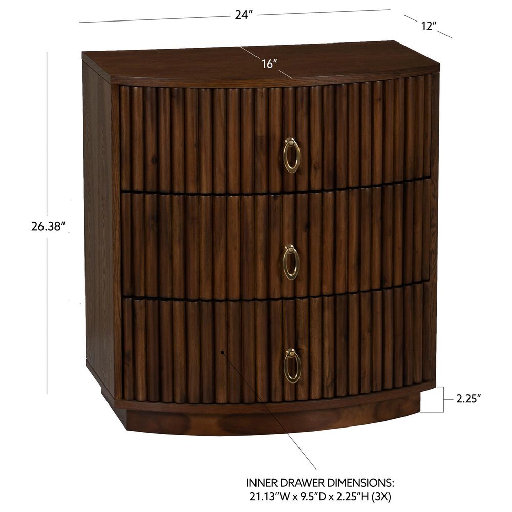 Linon Home Decor Chantel 3-Drawer Nightstand in Walnut, , large