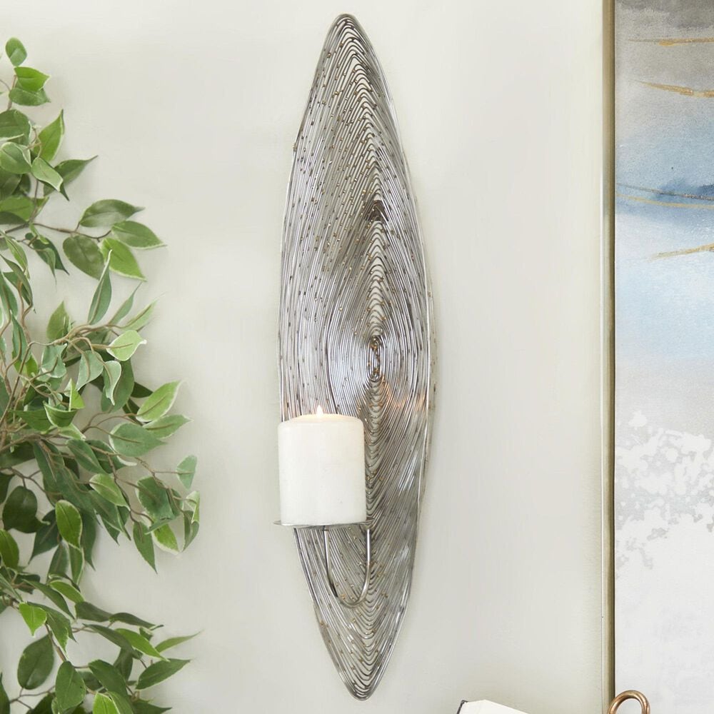 Maple and Jade Single Candle Wall Sconce in Silver, , large