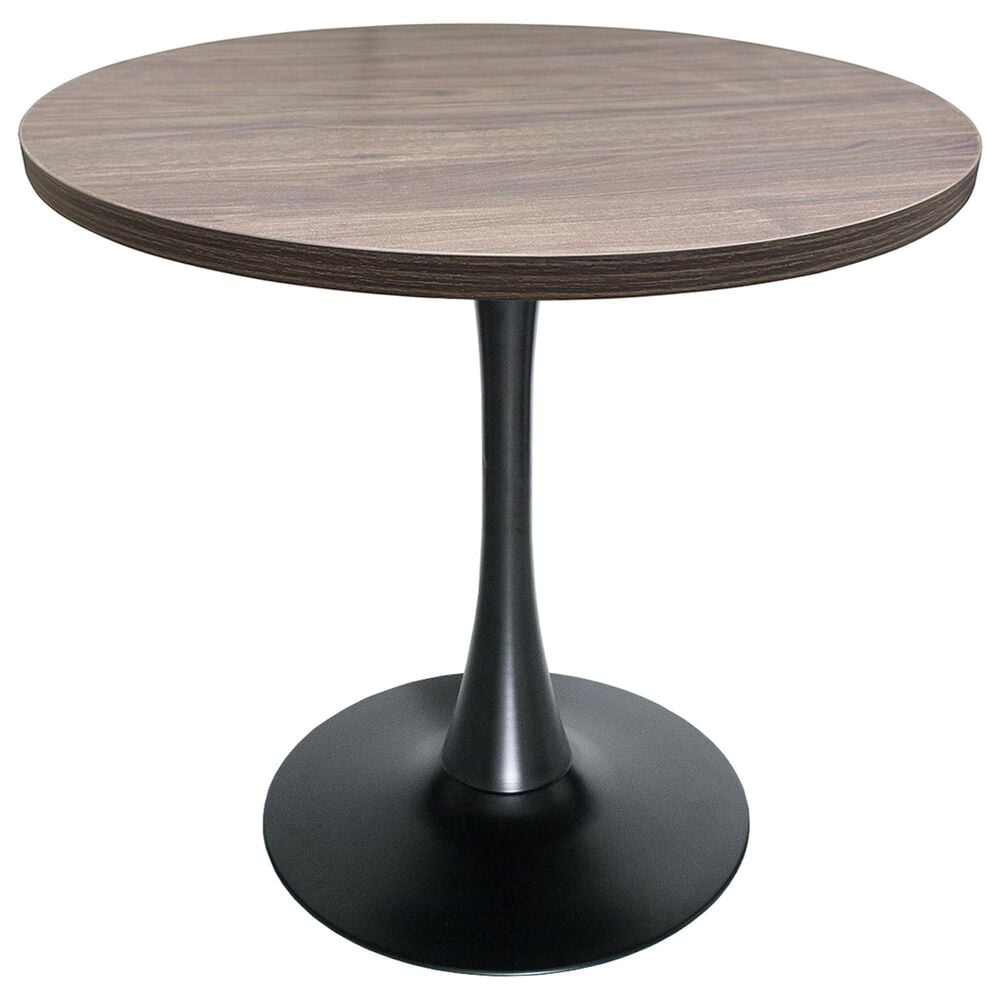 Leisuremod LeisureMod Bristol Dining table, Black Base with 36 Round Dark Walnut MDF top, , large
