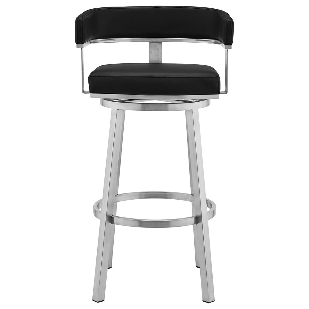 Blue River Lorin 26&quot; Swivel Counter Stool with Black Cushion in Stainless Steel, , large
