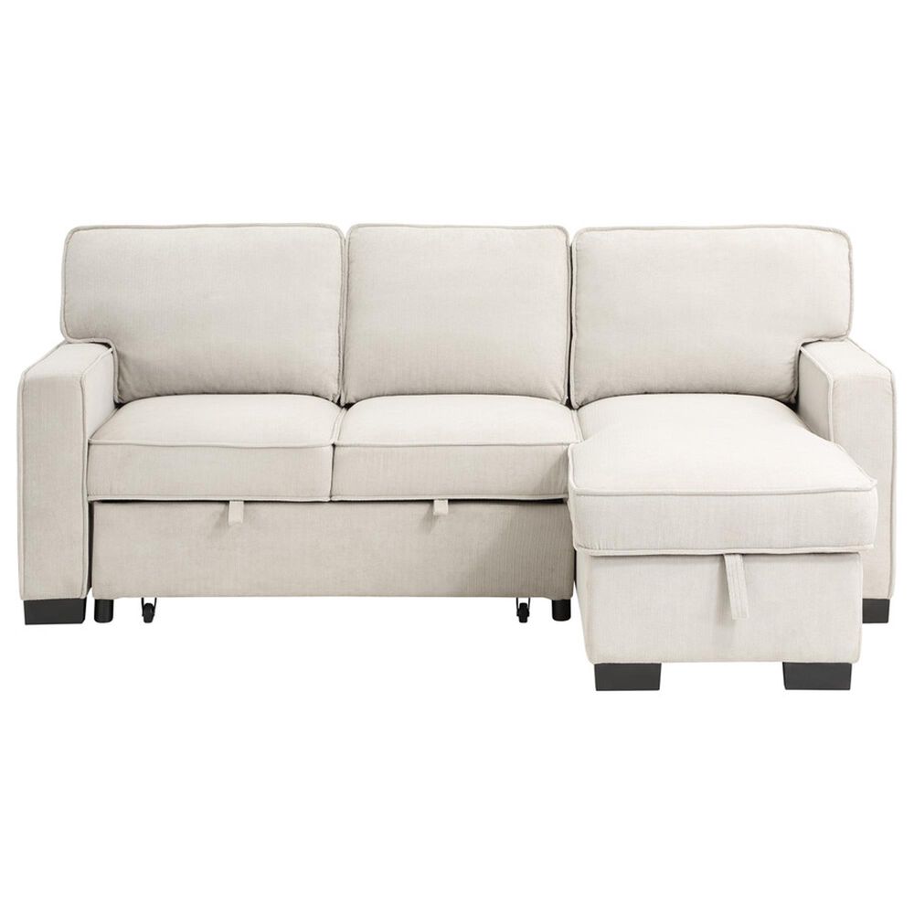 HOMLUX 86.5"W Sleeper Sectional Sofa with Storage Chaise, Cup Holders and USB Ports, in Beige, , large