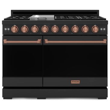 THOR KITCHEN Gordon Ramsay 6.8 Cu. Ft. 48" Professional Natural Gas Range with Rose Gold Handle Kit in Black, , large