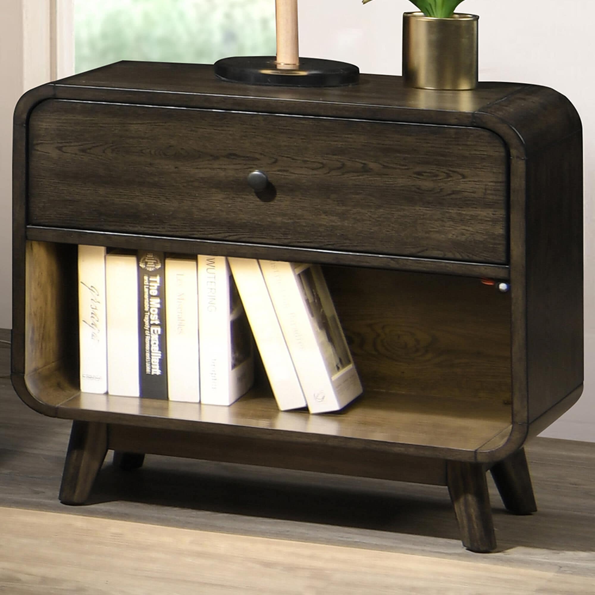 New Heritage Rex 1-Drawer Nightstand in Walnut