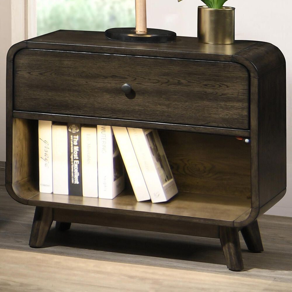 New Heritage Design Rex 1-Drawer Nightstand in Walnut, , large