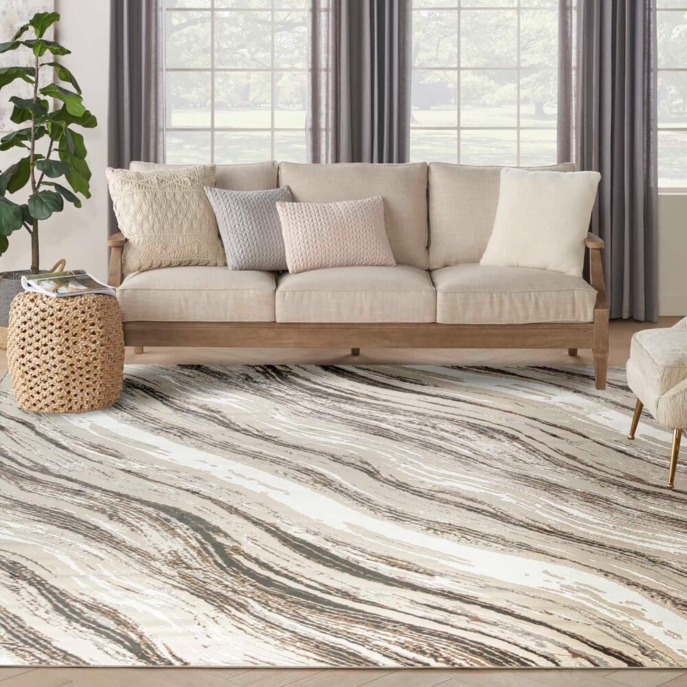 Nourison Sustainable Trends SUT05 9&#39; x 12&#39; Beige and Grey Area Rug, , large
