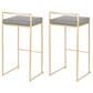 Lumisource Fuji Stackable Barstool with Grey Faux Leather in Gold (Set of 2), , large