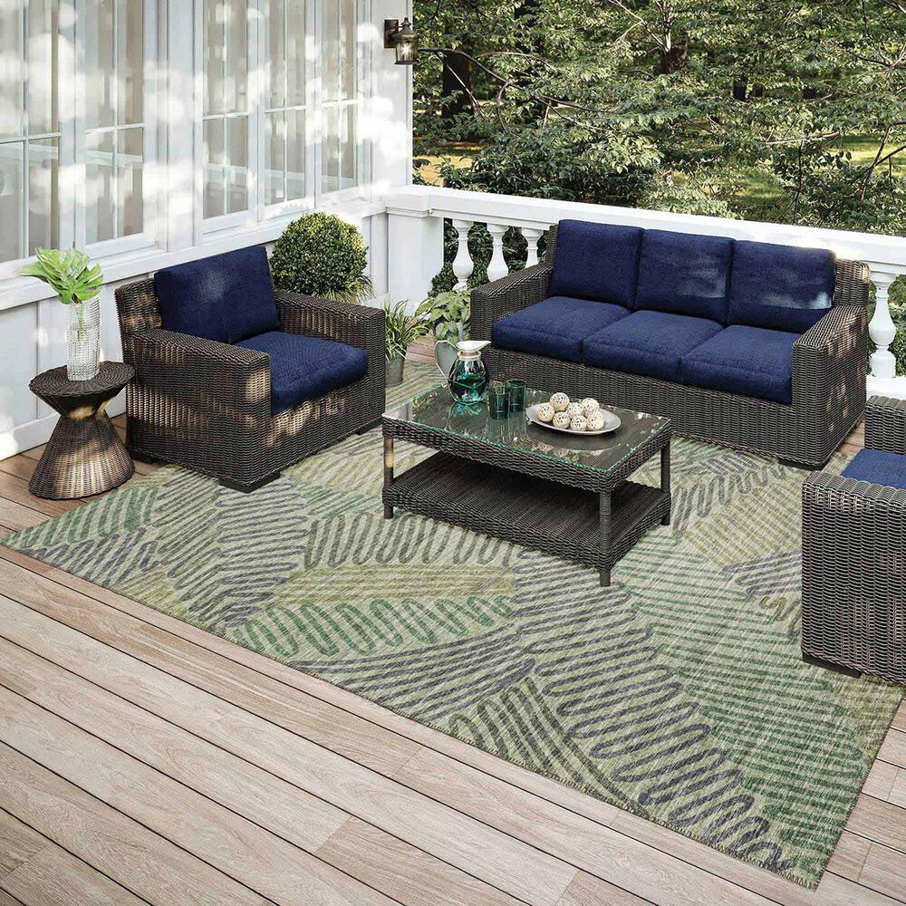 Dalyn Rug Company Sedona Floral 3&#39; x 5&#39; Moss Indoor/Outdoor Area Performance Rug, , large