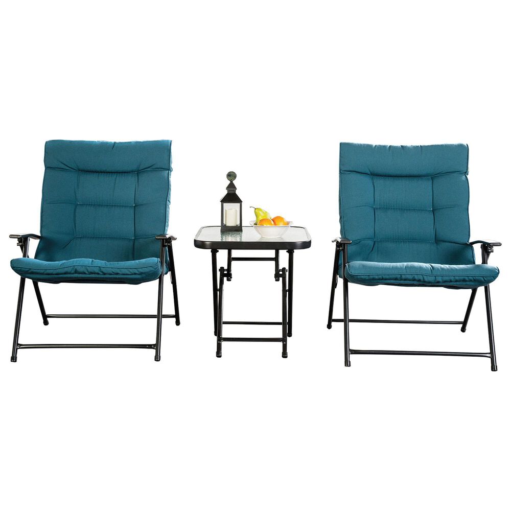 Furniture of America Bastia 3-Piece Patio Conversation Set in Teal, , large