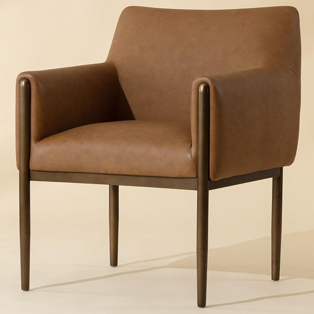 Club Collection By Sunpan Olea Arm Chair with Milliken Cognac Cushion in Bronze, , large
