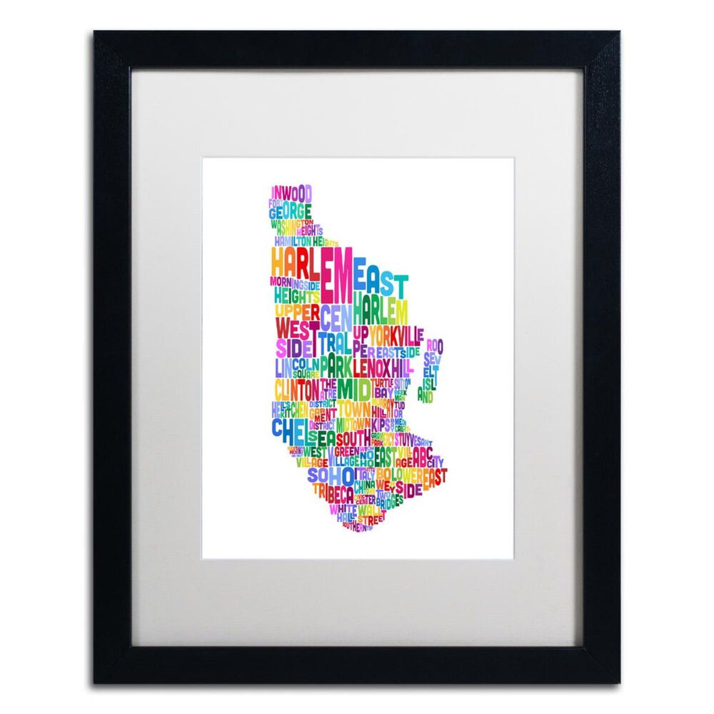 Timberlake Michael Tompsett 'Manhattan New York Typography Map' Matted Framed Art, , large