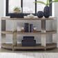 Belle Furnishings Harlow Demilune Sofa Table in Sandstone and Satin Nickel, , large